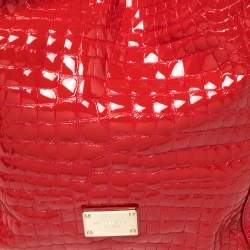 Pre Owned حقيبة يد توتس مايكل كورس ديلانسي جلد لامع نقشة التمساح أحمر