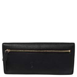 Pre Owned Michael Kors Black Leather Flap Continental Wallet