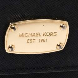 Pre Owned Michael Kors Black Leather Flap Continental Wallet