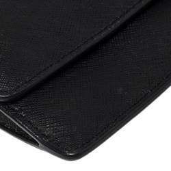 Pre Owned Michael Kors Black Leather Flap Continental Wallet