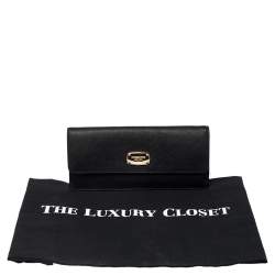 Pre Owned Michael Kors Black Leather Flap Continental Wallet