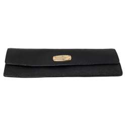 Pre Owned Michael Kors Black Leather Flap Continental Wallet