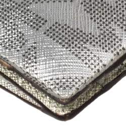 Michael Kors Metallic Silver Signature Coated Canvas Bifold Wallet