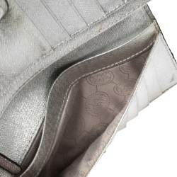 Michael Kors Metallic Silver Signature Coated Canvas Bifold Wallet