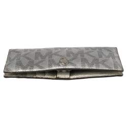 Michael Kors Metallic Silver Signature Coated Canvas Bifold Wallet