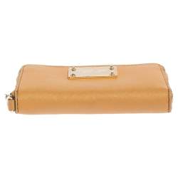 Michael Kors Tan Leather Zip Around Wristlet Wallet.