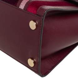 Pre Owned Michael Kors Brown/Burgundy Leather and Velvet Whitney Top Handle Bag