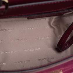 Pre Owned Michael Kors Brown/Burgundy Leather and Velvet Whitney Top Handle Bag