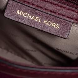 Pre Owned Michael Kors Brown/Burgundy Leather and Velvet Whitney Top Handle Bag