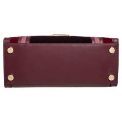 Pre Owned Michael Kors Brown/Burgundy Leather and Velvet Whitney Top Handle Bag