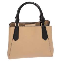 Pre Owned Michael Kors Beige Leather Kimberly Satchel