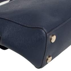Pre Owned Michael Kors Navy Blue Leather Small Ava Top Handle Bag
