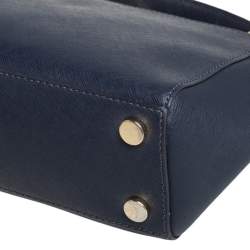 Pre Owned Michael Kors Navy Blue Leather Small Ava Top Handle Bag