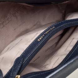 Pre Owned Michael Kors Navy Blue Leather Small Ava Top Handle Bag