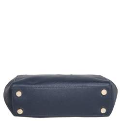 Pre Owned Michael Kors Navy Blue Leather Small Ava Top Handle Bag