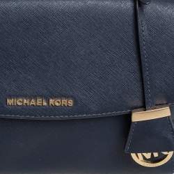 Pre Owned Michael Kors Navy Blue Leather Small Ava Top Handle Bag