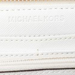 Pre Owned محفظة مايكل كورس جلد بيضاء بسحاب ملتف 
