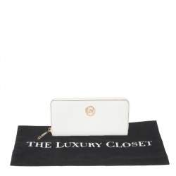 Pre Owned محفظة مايكل كورس جلد بيضاء بسحاب ملتف 