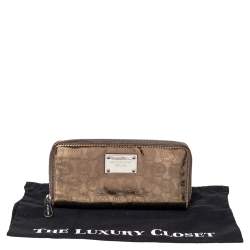 Michael Kors Metallic Gold Leather Jet Set Zip Around Wallet