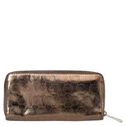 Michael Kors Metallic Gold Leather Jet Set Zip Around Wallet