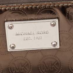 Michael Kors Metallic Gold Leather Jet Set Zip Around Wallet