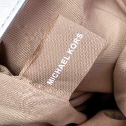 Pre Owned Michael Kors Silver/Beige Canvas And Patent Leather Tote