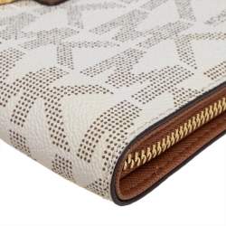 Pre Owned محفظة مايكل كورس هاميلتون جلد بيج ذات سحاب ملتف