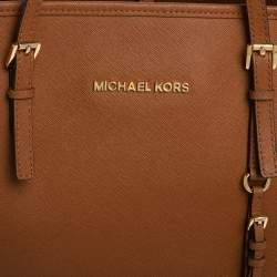 Pre Owned Michael Kors Brown Leather Large Jet Set Travel Tote