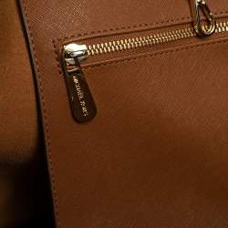 Pre Owned Michael Kors Brown Leather Large Jet Set Travel Tote