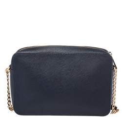 مملوكة مسبقًا Michael Kors Navy Blue Saffiano Leather Jet Set Camera Crossbody Bag