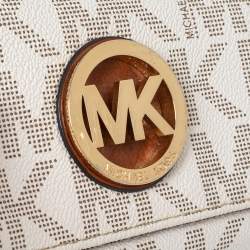 Pre Owned Michael Kors White Signature Canvas Fulton Wallet