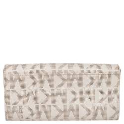 Pre Owned Michael Kors White Signature Canvas Fulton Wallet