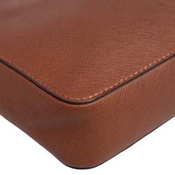 Pre Owned Michael Kors Brown Saffiano Leather Jet Set Camera Crossbody Bag
