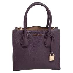 Pre Owned Michael Kors Purple Leather Mercer Tote