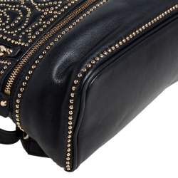 Pre Owned Michael Kors Black Leather Small Studded Rhea Backpack