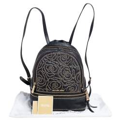 Pre Owned Michael Kors Black Leather Small Studded Rhea Backpack