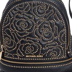 Pre Owned Michael Kors Black Leather Small Studded Rhea Backpack