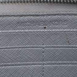 Michael Kors Grey Saffiano Leather Micro Stud Travel Zip Around Wallet