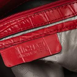 Pre Owned حقيبة يد توتس مايكل مايكل كورس ديلون جلد نقشة التمساح حمراء 