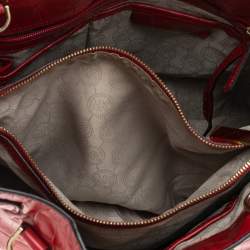 Pre Owned حقيبة يد توتس مايكل مايكل كورس ديلون جلد نقشة التمساح حمراء 