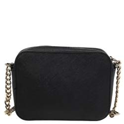 Pre Owned Michael Kors Black Leather Mini Jet Set Crossbody Bag