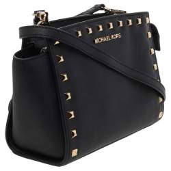 مملوكة مسبقًا حقيبة كروس مايكل كورس سيلمى جلد سافيانو أسود مرصع  