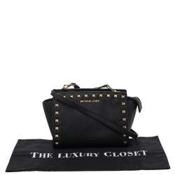 مملوكة مسبقًا حقيبة كروس مايكل كورس سيلمى جلد سافيانو أسود مرصع  