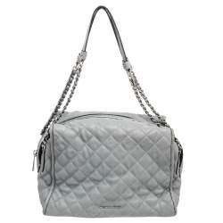 Pre Owned Michael Kors Grey Quilted Leather Rachel Satchel