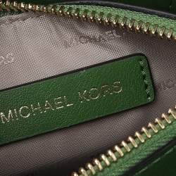 مملوكة مسبقًا Michael Kors Green Floral Embellished Leather Small Mercer Tote