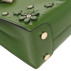 مملوكة مسبقًا Michael Kors Green Floral Embellished Leather Small Mercer Tote