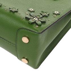 مملوكة مسبقًا Michael Kors Green Floral Embellished Leather Small Mercer Tote
