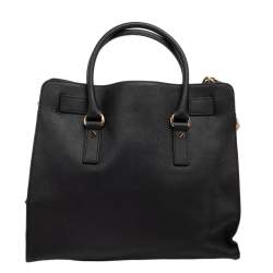 Pre Owned Michael Kors Black Leather Hamilton Tote 