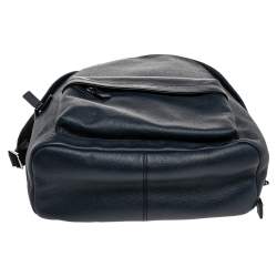 Pre Owned Michael Kors Navy Blue Leather And Signature Coated Canvas Russel Backpack