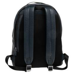 Pre Owned Michael Kors Navy Blue Leather And Signature Coated Canvas Russel Backpack